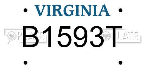 B1593T Virginia License Plate