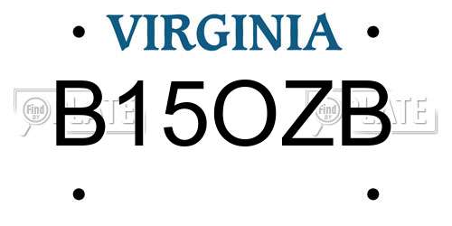 B15OZB Virginia License Plate