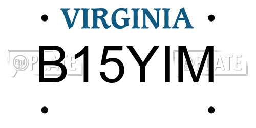 B15YIM Virginia License Plate