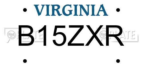 B15ZXR Virginia License Plate