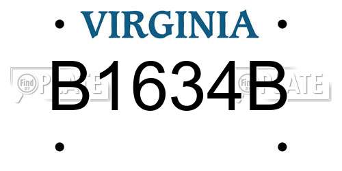 B1634B Virginia License Plate