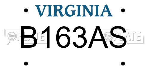B163AS Virginia License Plate