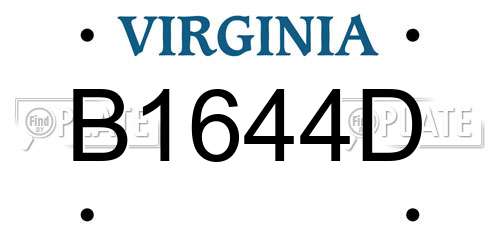 B1644D Virginia License Plate
