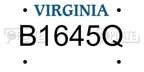 B1645Q Virginia License Plate