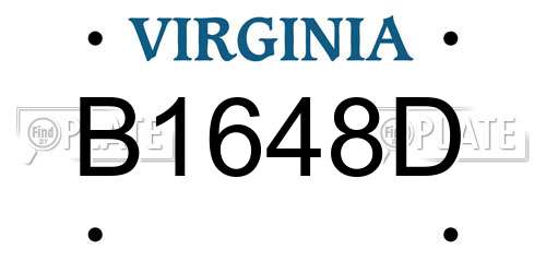 B1648D Virginia License Plate