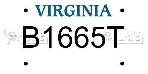 B1665T Virginia License Plate