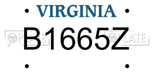B1665Z Virginia License Plate