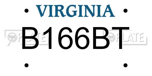 B166BT Virginia License Plate