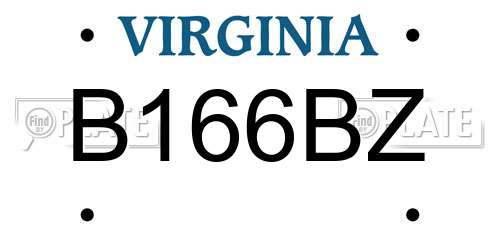 B166BZ Virginia License Plate