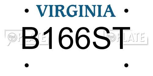 B166ST Virginia License Plate