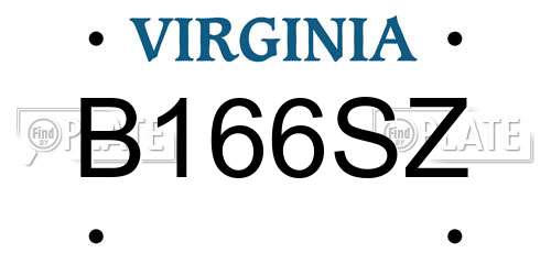 B166SZ Virginia License Plate