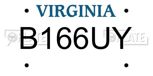 B166UY Virginia License Plate