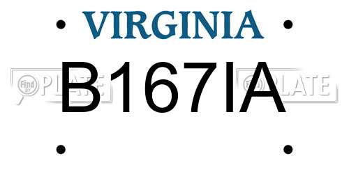 B167IA Virginia License Plate