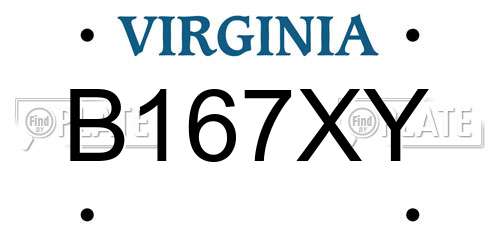 B167XY Virginia License Plate