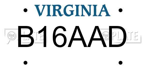 B16AAD Virginia License Plate