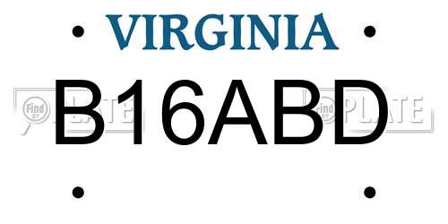 B16ABD Virginia License Plate