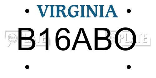 B16ABO Virginia License Plate