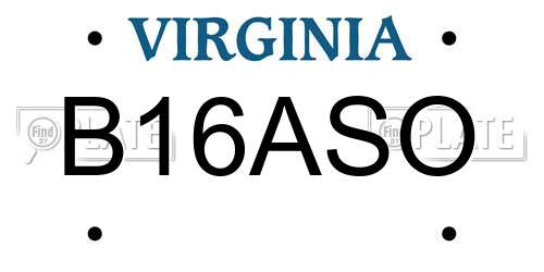 B16ASO Virginia License Plate