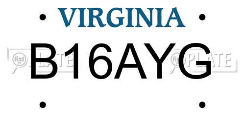 B16AYG Virginia License Plate