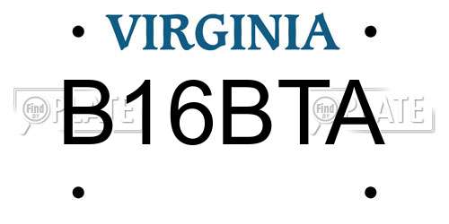 B16BTA Virginia License Plate