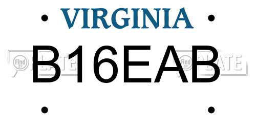 B16EAB Virginia License Plate