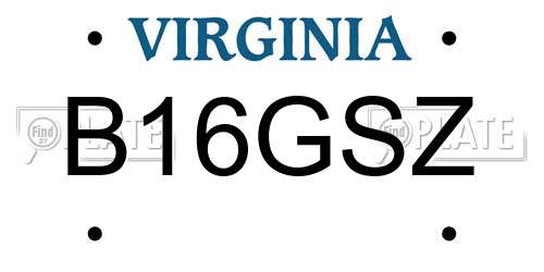 B16GSZ Virginia License Plate