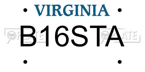 B16STA Virginia License Plate