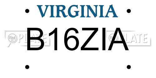 B16ZIA Virginia License Plate