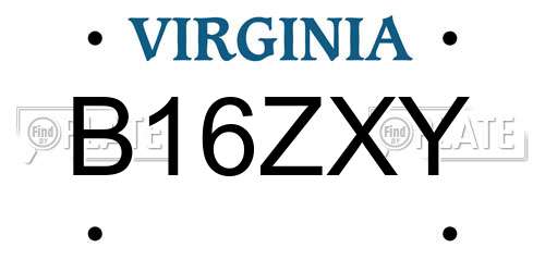 B16ZXY Virginia License Plate