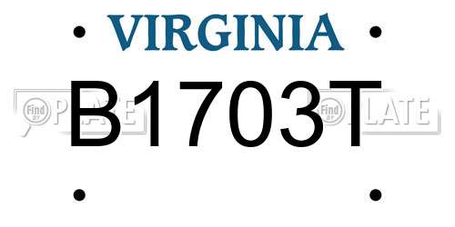 B1703T Virginia License Plate
