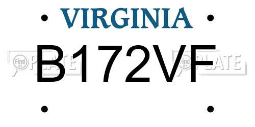 B172VF Virginia License Plate