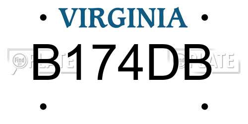 B174DB Virginia License Plate