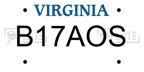 B17AOS Virginia License Plate