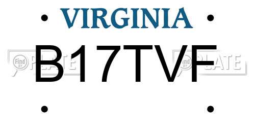 B17TVF Virginia License Plate