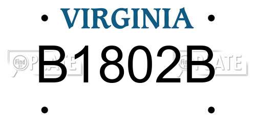 B1802B Virginia License Plate