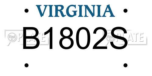 B1802S Virginia License Plate