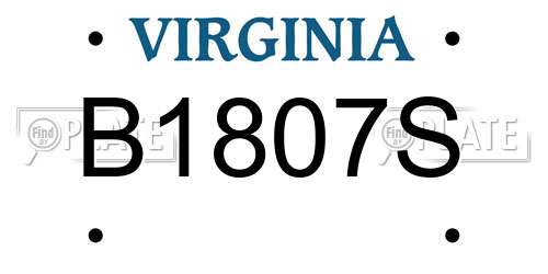 B1807S Virginia License Plate