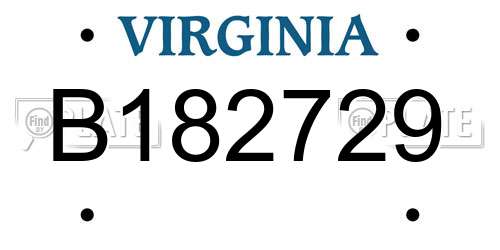 B182729 Virginia License Plate