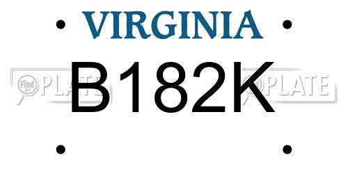 B182K Virginia License Plate