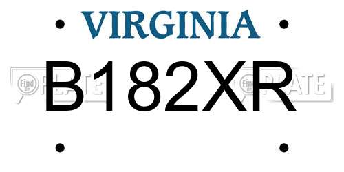 B182XR Virginia License Plate