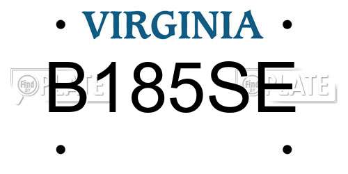 B185SE Virginia License Plate