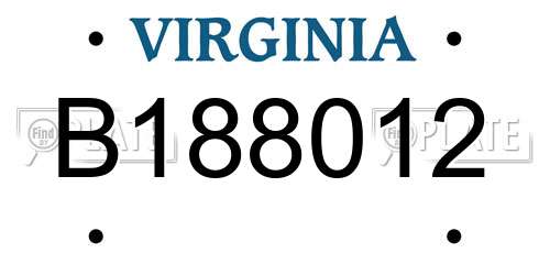B188012 Virginia License Plate