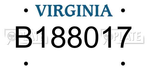 B188017 Virginia License Plate