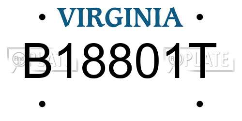 B18801T Virginia License Plate