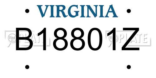 B18801Z Virginia License Plate