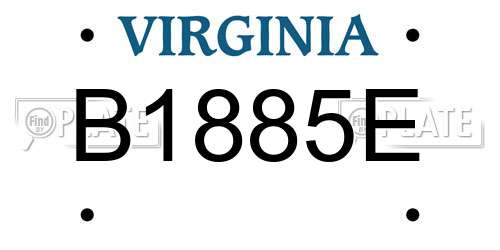 B1885E Virginia License Plate