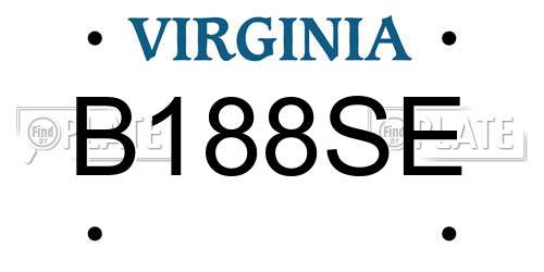 B188SE Virginia License Plate