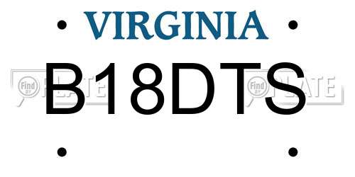 B18DTS Virginia License Plate