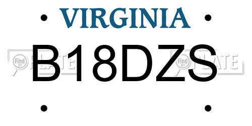 B18DZS Virginia License Plate