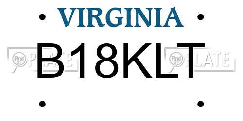 B18KLT Virginia License Plate